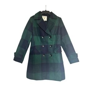 Timeless Style Allegra K Women's Notched Lapel Buffalo Check Plaid Overcoat Sz M